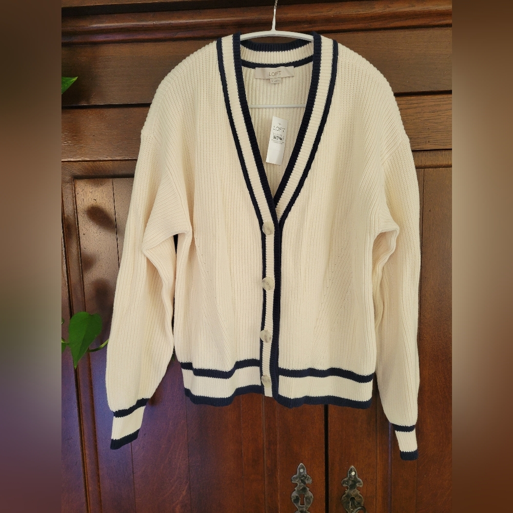 LOFT Cream Cardigan Sweater